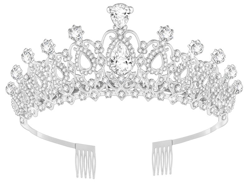Queenship Tiara Crown for Women, Queen Tiara for Birthday Prom Bridal Party Custome Silver - Image 1